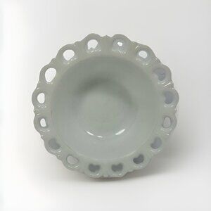 Vintage Anchor Hocking Old Colony Open Lace Edge milk glass bowl 9.5”